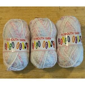 Lot of 3 Plymouth Yarn Jelli Beenz Yarn #6208 White/Pink/Blue